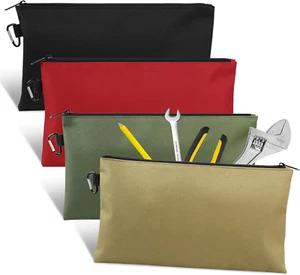 4 Pack Tool Bag, Premium Tool Pouch Zipper Bag, 12" Tool Pouch with Zipper, Mult - Afbeelding 1 van 12