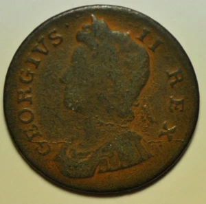 mw18364 Great Britain; 1/2 Penny 1730 George II KM#566 - Picture 1 of 2