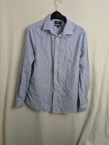 Marks & Spencer Men's casual shirt long sleeve size XL non iron blue mix striped - Picture 1 of 10