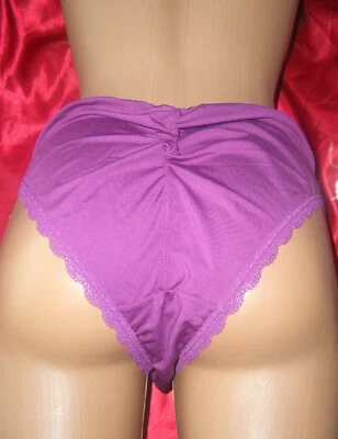 Marks & Spencer sexy Satin Nylon Höschen Spitze magenta 46 Slip Panty neu (mo28) - Bild 1 von 4