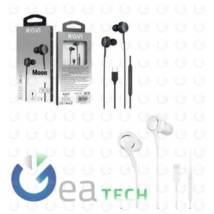 Auricolare Stereo Type-C ROVI Moon TC-13 Cuffie Controllo Remoto| Nero - Bianco - Foto 1 di 3