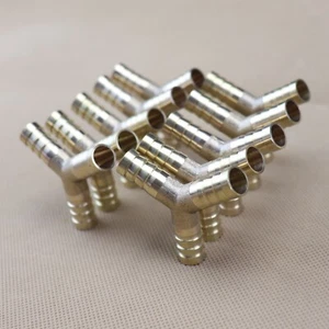 10Pcs3/8" Y-3 Way Brass Hose Barb Fitting Pipe Tubing Splicer Fuel Water Gas Air - Picture 1 of 7