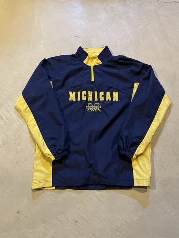 Vintage Michigan Wolverines Windbreaker Jacket Maize And Blue Men's Size Medium Cover
