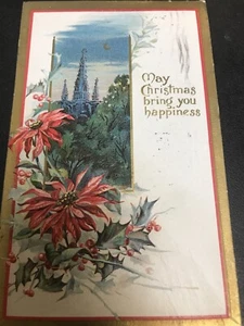 1910 MAY CHRISTMAS BRING YOU HAPPINESS. - Geprägte alte Postkarte. - Bild 1 von 5