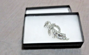 Vintage Large Rhinestone Brooch 3" x 1-1/2" Pure White Stones-Wear on the Pin - Picture 1 of 8