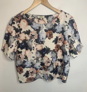 Papaya Weekend Crop Top Floreale Manica Corta Avorio UK 14 - Foto 1 di 10