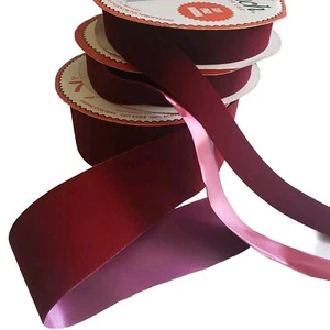 Vel-Touch Vintage Velvet Ribbon Spools Red Burgundy Wine 1 1/4" & 2 1/2" 3 Rolls - Picture 1 of 14