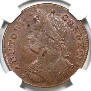 1787 33.17-r.1 NGC AU 58 Connecticut Colonial Copper Coin - Picture 1 of 3