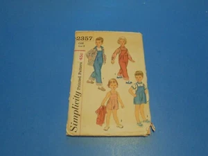 Camisa y mono de colección años 50 patrón de costura simplicidad 2357 niños pequeños talla 3 - Imagen 1 de 3