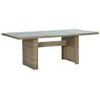 NNEVL Garden Dining Table Brown 200x100x74 cm Glass and Poly Rattan