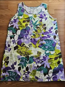 Liz & Jane Dress Women's 0X Floral Sundress 100% Linen - Picture 1 of 6