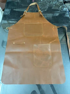 Apron Leather Butcher Woodworking Chef Bbq Cooking Blacksmith Workwear Men Brown - Picture 1 of 6