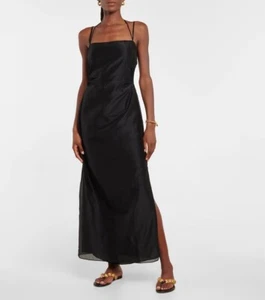 SIR The Label Lucelia Black Cotton Silk Cutout Midi Dress Size 3 US 8 NWT - Picture 1 of 8
