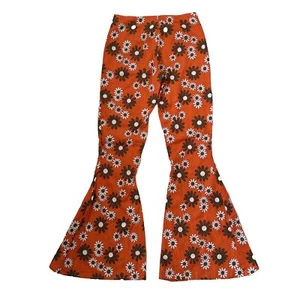 Unbranded Women’s Pants Size 8 Oranges Floral Flare Pants 1970s Style - Picture 1 of 20
