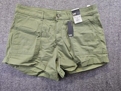 Lee High Rise Regular Fit Utility Dungaree Shorts Green Heritage Womens Size 20W - Image 1 of 4
