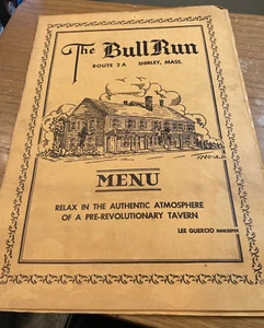 Sawtelle House Colonial Dining The Bull Run Menu Shirley Massachusetts Inn VTG - Picture 1 of 6