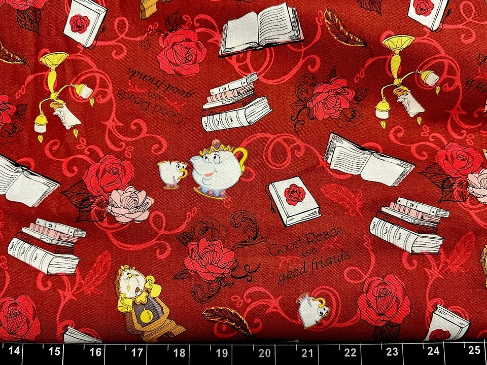 Tina SCRAP 9"x21" Princess Belle Beauty & the Beast Candle Disney Cotton Fabric - Image 1 of 1