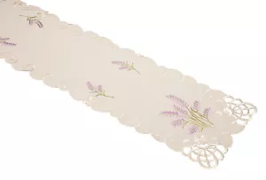 Lavender Sprig Floral & Cutwork Table Runner Embroidered Flower Dining Tableware - Picture 1 of 3