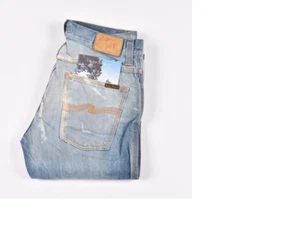 .28938 JEANS NUDIE SLIM JIM ORG. Pantalones de mezclilla para hombre CRUJIENTES USADOS EN AZUL TALLA. 32/32 - Imagen 1 de 7