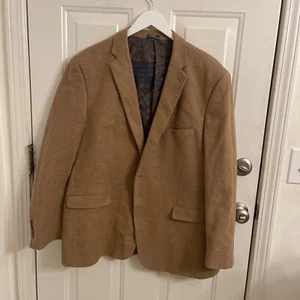 Crown and Ivy Blazer Men' 98% COTTON 2 Button Pockets Floral Lining Camel 48 R - Picture 1 of 6