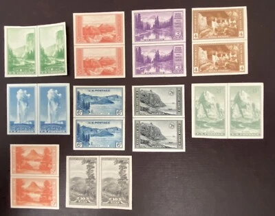 US Stamps-SC# 756 - 765 - Natl Parks - NGAI NH - Line Pairs X 2 - SCV = $75.85 - Image 1 of 3