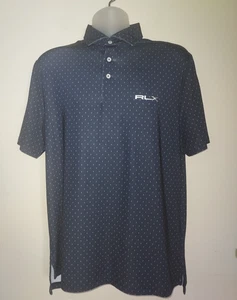 Ralph Lauren RLX Polo Shirt Mens Medium Short Sleeve Stretch Navy Print - Picture 1 of 6