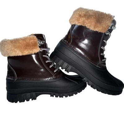JCrew Mujeres Perfectas Botas de Invierno Cuero Sherpa Talla 7 Groundcore Nieve Naturaleza Foto 1 de 4
