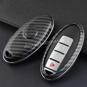 Carbon Fiber Car Key Cover Case Holder For Nissan Rogue Sport Qashqai Note 370Z - Picture 1 of 8