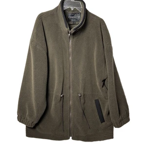 Vtg Forecaster Olive Green Shaggy Fleece Jacket Oversized Zip Front Lined 90s S - Picture 1 of 12