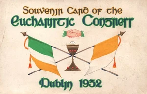 Dublin Catholic  Eucharistic Congress of Ireland 1932 Postcard Embossed Chalice - Picture 1 of 2
