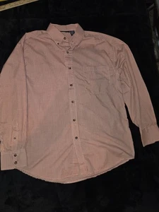 Michael Austin Orange, White Checked Long Sleeve Button Down Shirt Size Medium29 - Picture 1 of 10