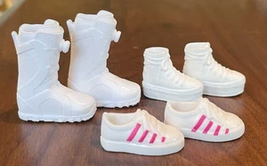 Barbie Doll White Shoes: Snow Boots & Sneakers~Shoes All Marked 3 Pair Lot - Picture 1 of 22