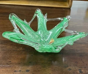 Vintage Murano Art Glass Dish Candy Trinket Green Starfish Shape Handmade Italy - Bild 1 von 18
