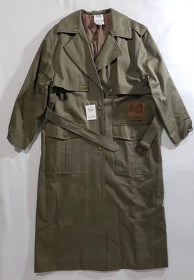 Gabardina militar occidental verde de colección Together larga 10 ribete de cuero para mujer nueva Foto 1 de 4
