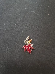 Brighton Maple Leaf Red Crystal Beaded Enamel Fall Autumn Charm - Picture 1 of 2