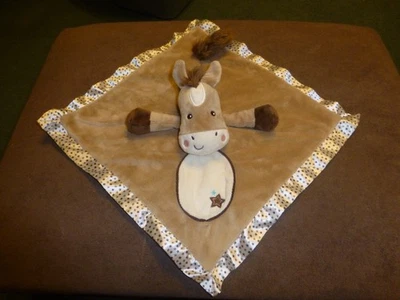 Security Blanket Brown Velour Plush Mule Donkey Horse 15" Starry Trim Douglas - Image 1 of 3