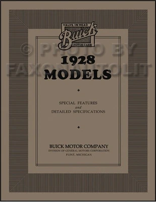 1928 Buick Special Features and Detailed Specifications Manual Foto 1 de 4