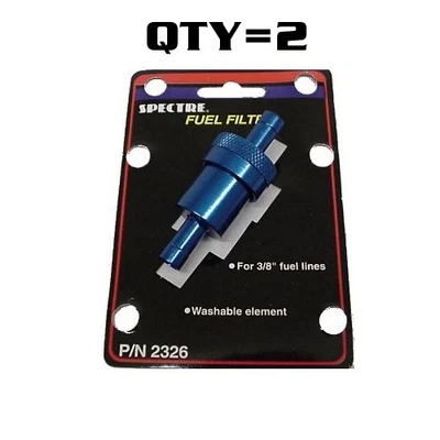 2 - Billet Aluminum 3/8" Fuel Gas Filters Re-Use Washable Cleanable Element BLUE - Image 1 of 4