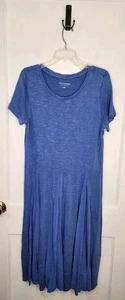 Blaues Midi-Popover-Shirtkleid mit weicher Umrandung Größe L drapiert - Bild 1 von 5