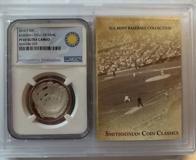 2014-S Baseball Hall of Fame Clad Proof Half Dollar PR69 DCAM PCGS - Image 1 of 2