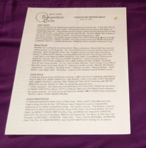 The Bitter End Songwriters Circle Program (Greenwich Village, NYC) 16. Juni 1997 - Bild 1 von 3