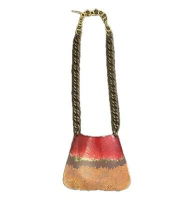 Sibilia Brass Statement Necklace Copper Red Metal Southwest - Image 1 of 4