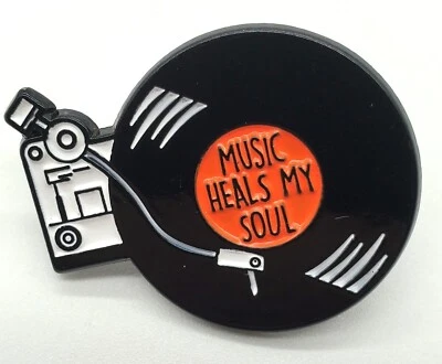 Музыка исцеляет мою душу эмали заколка лацкан шляпа заколка проигрыватель ретро новый - Изображение 1 из 2