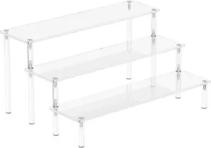Acrylic Display Risers, 3 Tier Clear Perfume Organizer Stand, Large Shelf Riser - Picture 1 of 8