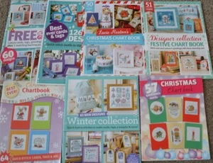Christmas Cards Tags Alphabet Cross Stitch Chart Booklets Drop Down Menu - Picture 1 of 19