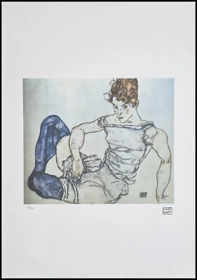 EGON SCHIELE * Seated Woman..* 70 x 50 cm * signed lithograph *limited # 136/200 - Bild 1 von 4
