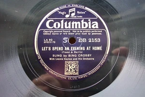 BING CROSBY 78 RPM LET'S SPEND AN EVENING AT HOME / SOME DAY.... COLUMBIA 2153 - Picture 1 of 4