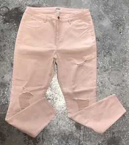 Pantalones de mezclilla ajustados en dificultades Refuge Plus de altura media 28,5" rosa entrepierna talla 16 o 18 nuevos - Imagen 1 de 2