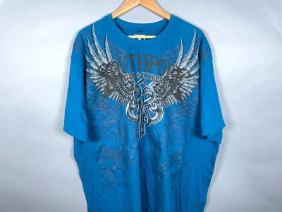 VTG Southpole Truth Liberty Wings Print T-Shirt Adult 5XL Tall Blue Y2K Grunge - Image 1 of 4