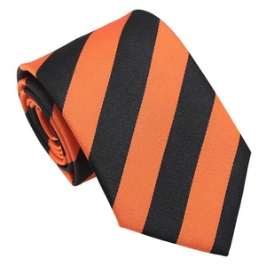 Corbata naranja y negra clásica a rayas formal informal para hombre estilo moderno de DQT - Imagen 1 de 3